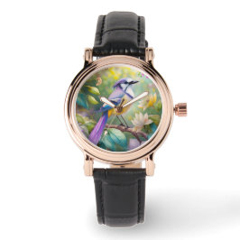 Violet Tufted Jay Fantasy Bird Armbanduhr