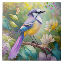 Violet Tufted Jay Fantasy Bird Fliese