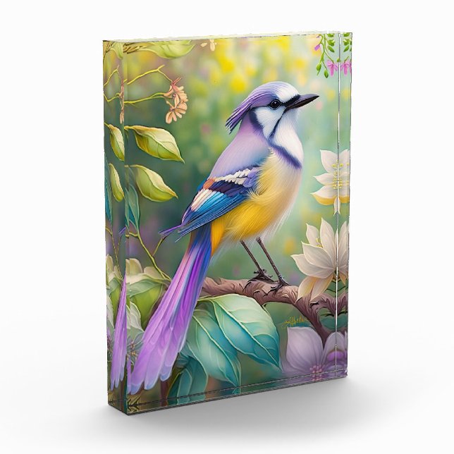 Violet Tufted Jay Fantasy Bird Fotoblock (Links)