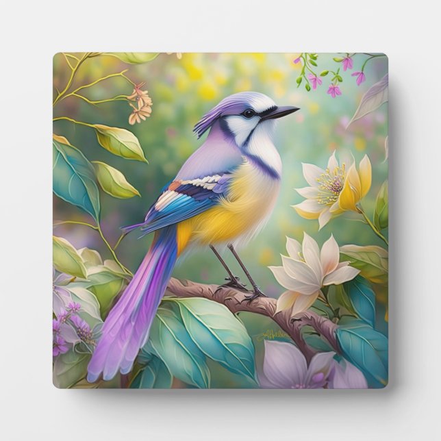 Violet Tufted Jay Fantasy Bird Fotoplatte (Vorderseite)