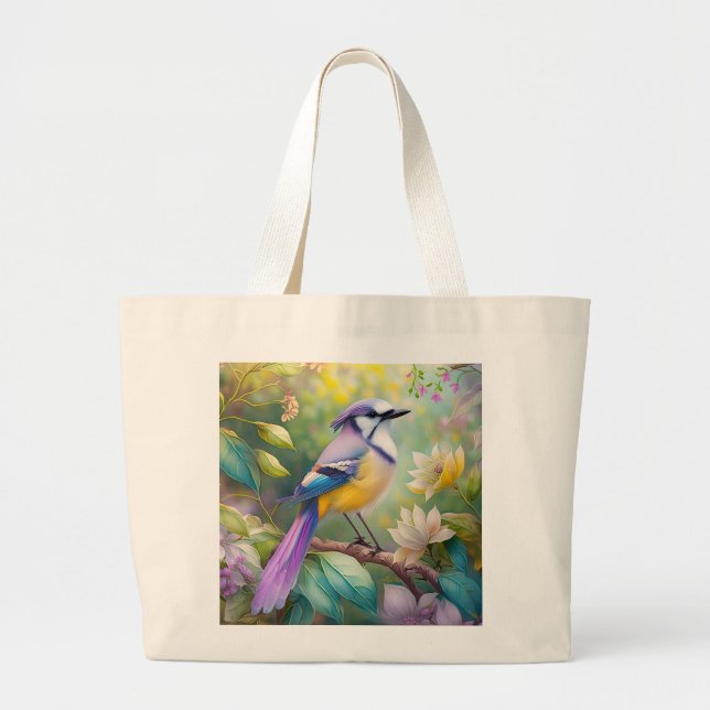Violet Tufted Jay Fantasy Bird Jumbo Stoffbeutel (Vorne)