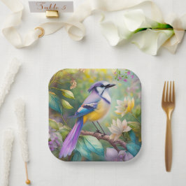 Violet Tufted Jay Fantasy Bird Pappteller