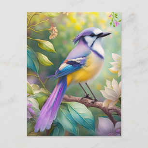 Violet Tufted Jay Fantasy Bird Postkarte