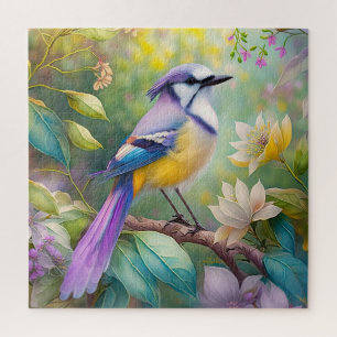 Violet Tufted Jay Fantasy Bird Puzzle