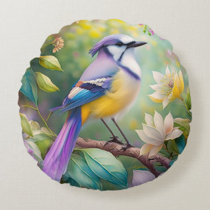 Violet Tufted Jay Fantasy Bird Rundes Kissen