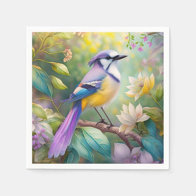 Violet Tufted Jay Fantasy Bird Serviette (Vorderseite)