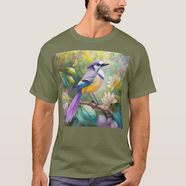 Violet Tufted Jay Fantasy Bird T-Shirt (Vorderseite)