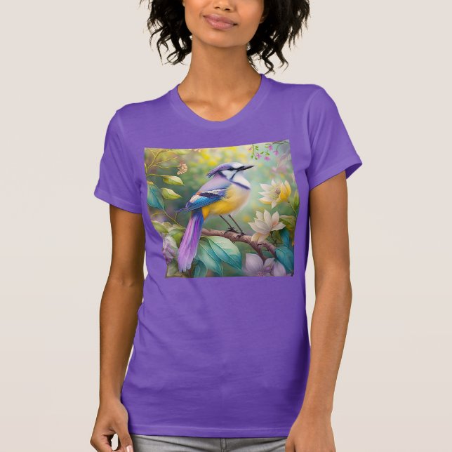 Violet Tufted Jay Fantasy Bird T-Shirt (Vorderseite)