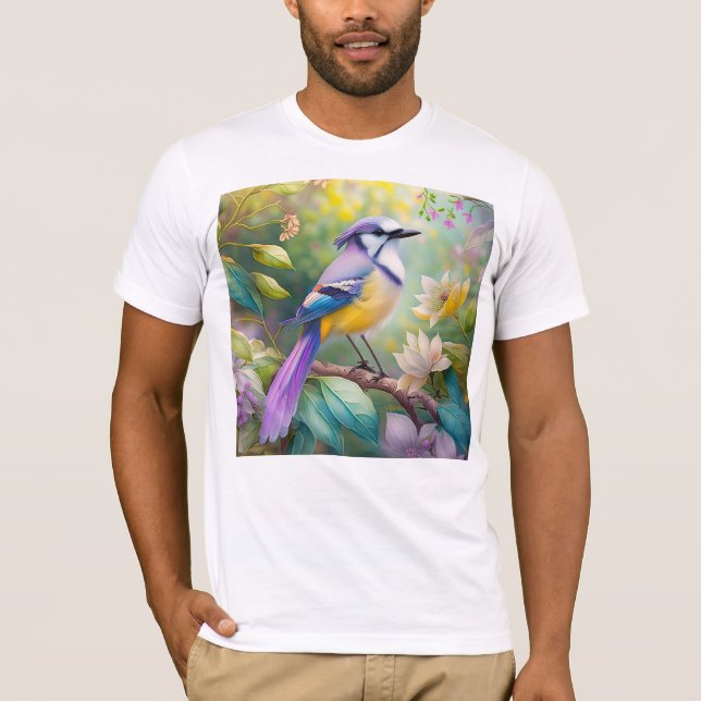 Violet Tufted Jay Fantasy Bird T-Shirt (Vorderseite)