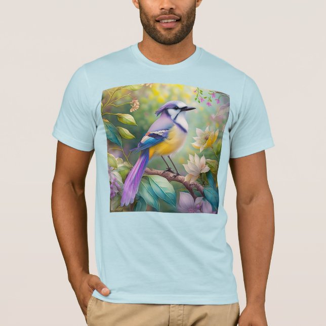 Violet Tufted Jay Fantasy Bird T-Shirt (Vorderseite)