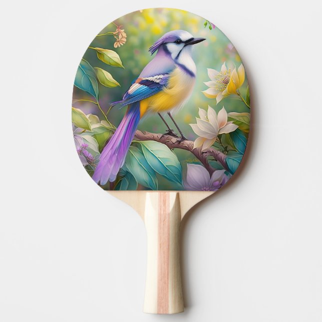 Violet Tufted Jay Fantasy Bird Tischtennis Schläger (Vorderseite)