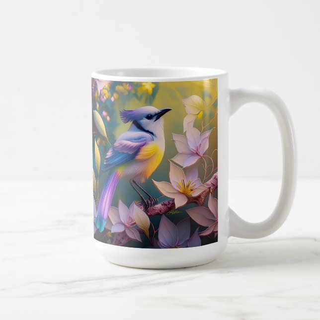 Violet Tufted Yellow Breasted Fantasy Bird Kaffeetasse (Rechts)