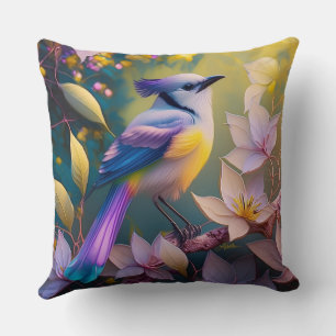 Violet Tufted Yellow Breasted Fantasy Bird Kissen