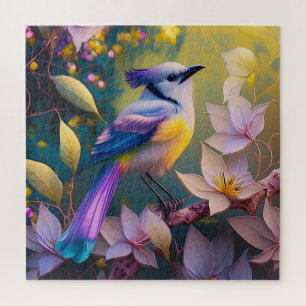Violet Tufted Yellow Breasted Fantasy Bird Puzzle