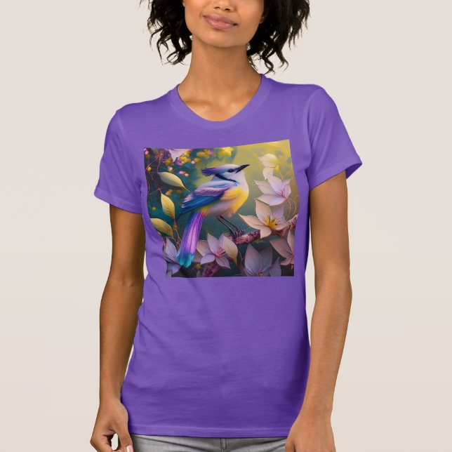 Violet Tufted Yellow Breasted Fantasy Bird T-Shirt (Vorderseite)