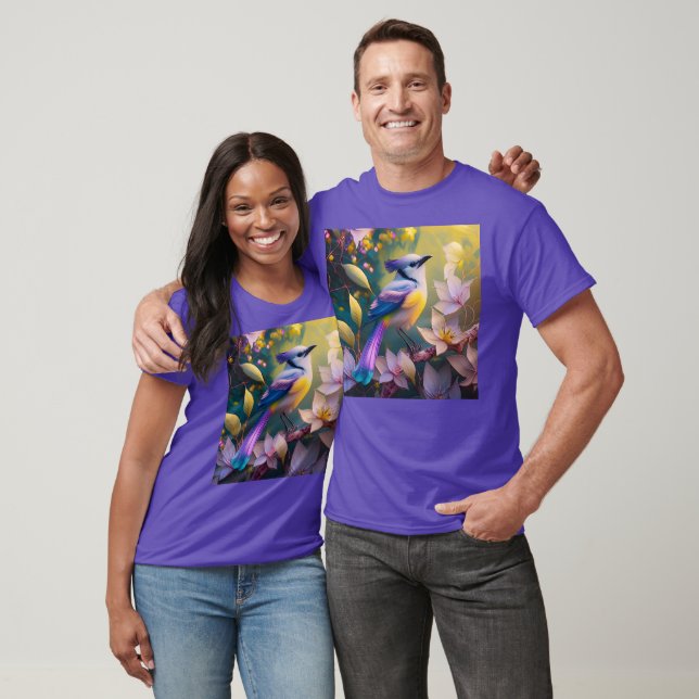 Violet Tufted Yellow Breasted Fantasy Bird T-Shirt (Unisex)
