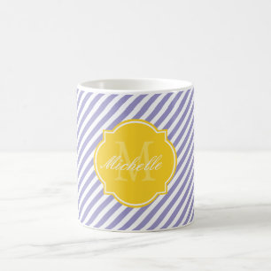 Violet Tulip Strip Monogramm Tasse