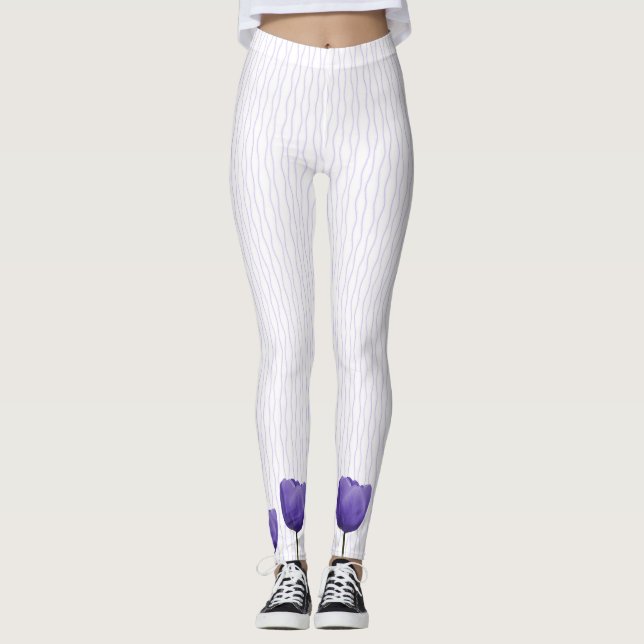 Violet Tulips Leggings (Vorderseite)