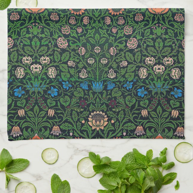 Violet und Columbine, William Morris Geschirrtuch (Gefaltet)