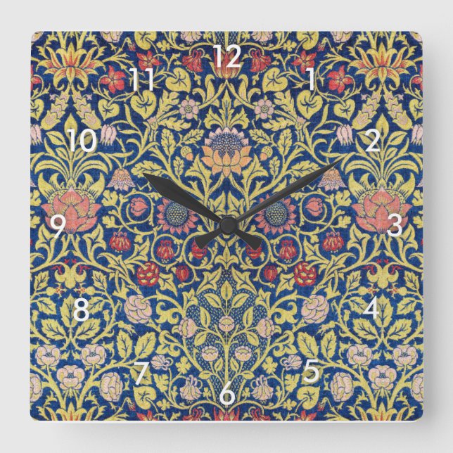 Violet und Columbine, William Morris Quadratische Wanduhr (Vorderseite)