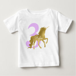 Violet und Gold Unicorone Meilenstein Geburtstag Baby T-shirt