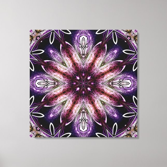 Violet und Magenta Kosmische Blume Kaleidoskop Leinwanddruck (Vorderseite)