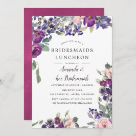 Violet und Plum Floral Bridesmaids Luncheon Einladung