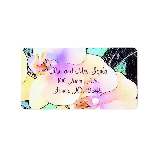 Violet und Weiße Orchidee Adressaufkleber (Vorne)
