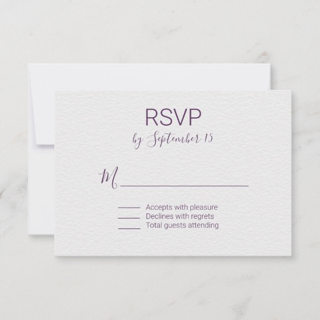 Violet und White Wedding RSVP Karte (Vorderseite)