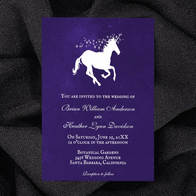 Violet Unicorn Einladung zur Hochzeit (Violet Unicorn Wedding Invitation)