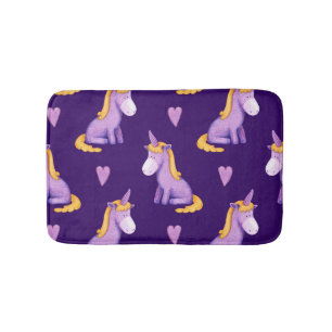 Violet Unicorns Hört Wasserfarbmuster. Badematte