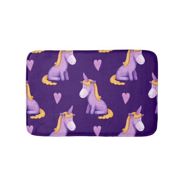 Violet Unicorns Hört Wasserfarbmuster. Badematte (Vorderseite)