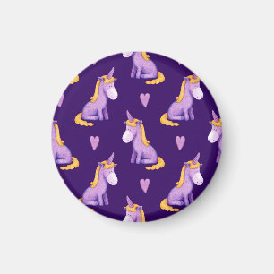Violet Unicorns Hört Wasserfarbmuster. Magnet