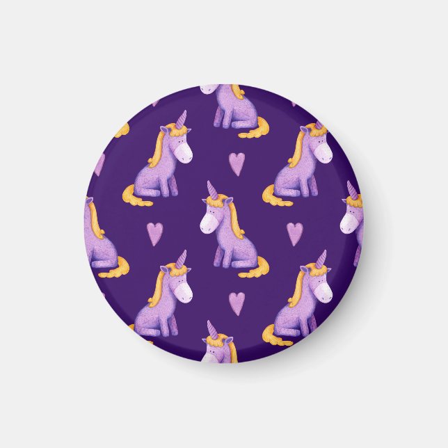 Violet Unicorns Hört Wasserfarbmuster. Magnet (Vorne)