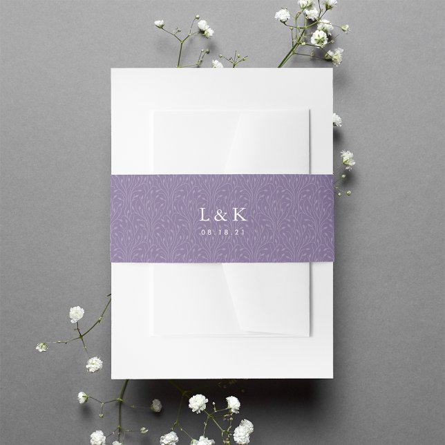Violet Vines Muster Monogramm Einladungsbanderole (Von Creator hochgeladen)