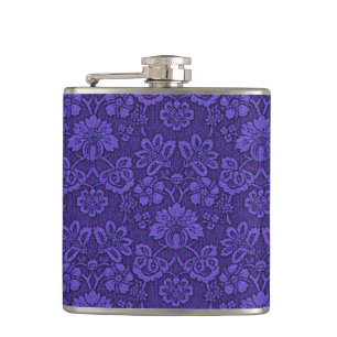 Violet Vintag Damask Muster Flachmann