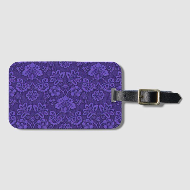 Violet Vintag Damask Muster Gepäckanhänger (Vorderseite (Horizontal))