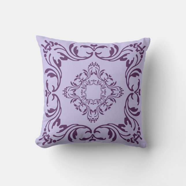 Violet Vintag Damask Muster Kissen (Vorderseite)