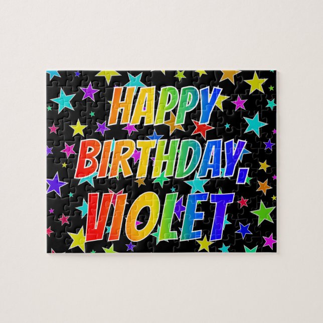 "VIOLET" Vorname, Spaß "GLÜCKLICHER GEBURTSTAG" Puzzle (Horizontal)