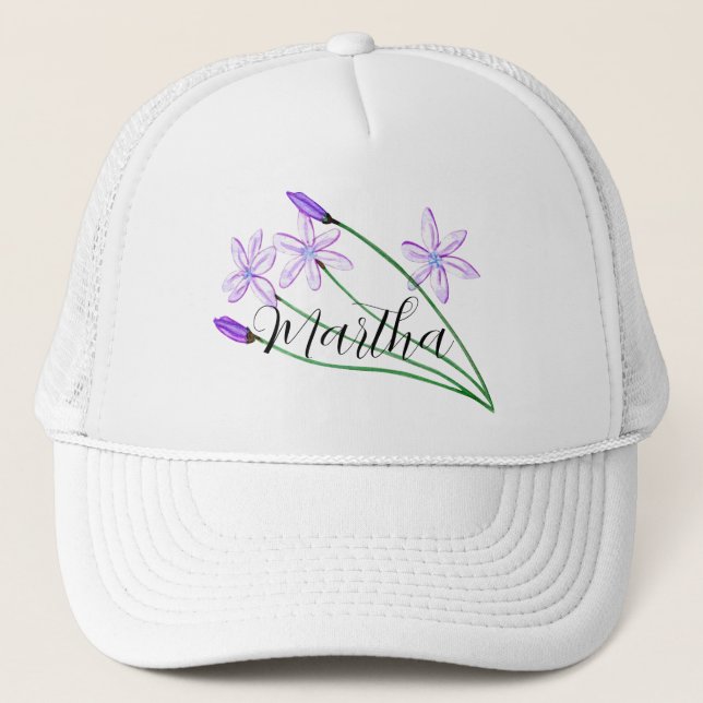 Violet Wasserfarbe Blume mit dem Namen Trucker Hat Truckerkappe (Vorderseite)