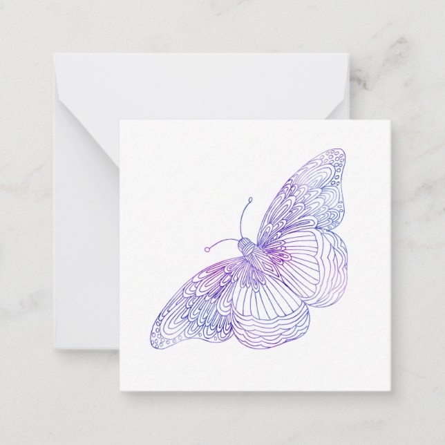 Violet Watercolor Butterfly Mitteilungskarte (Vorderseite)