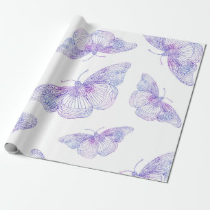 Violet Watercolor Butterfly Pattern Geschenkpapier