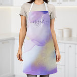 Violet Watercolor Luxe Monogram Personalisiert Nam Schürze<br><div class="desc">Diese abstrakte lila Aquarellfarbe und das goldene Imitat bespritzen den Hintergrund mit Ihren individuellen Details.</div>