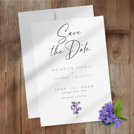 Violet Watercolor Minimalist Elegant Wedding Save The Date