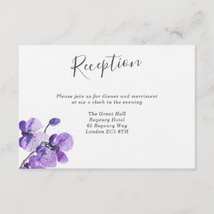 Violet Watercolor Orchideen Hochzeit Empfang Einladung