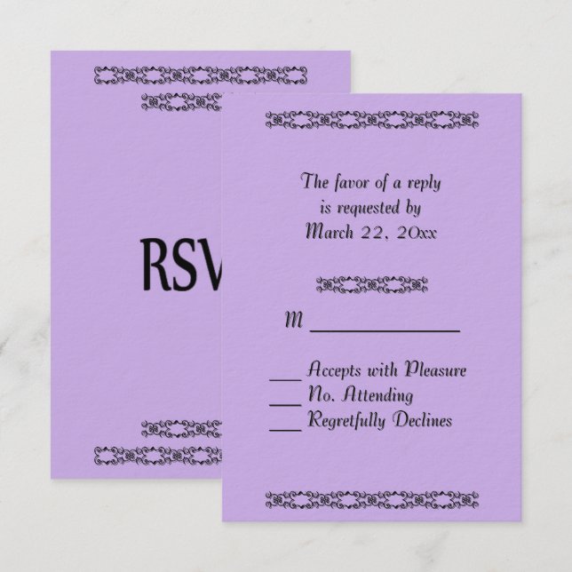 Violet Wedding RSVP Karte (Vorne/Hinten)
