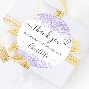 Violet White Confetti vielen Dank Runder Aufkleber