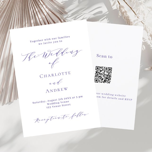 Violet White formale Skript QR Code UAWG Hochzeit Einladung (Von Creator hochgeladen)