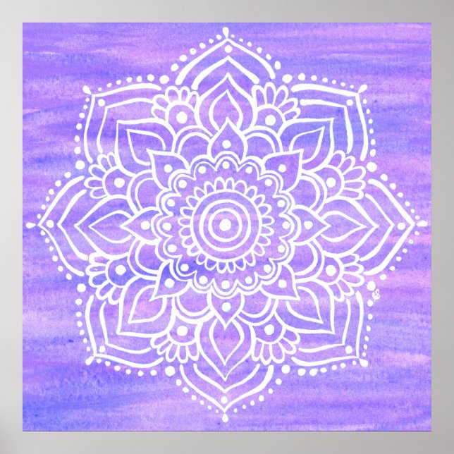 Violet White Mandala Poster (Vorne)