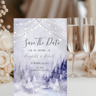 Violet Winter Landschaft Schneeflocken Save the Da Date